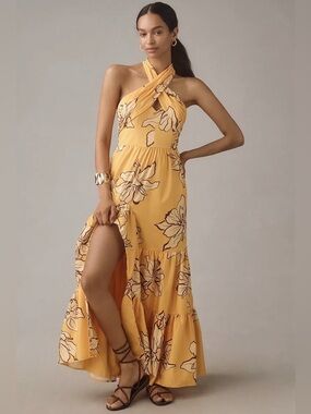 NWT Anthropologie Hutch Floral Halter Maxi Dress